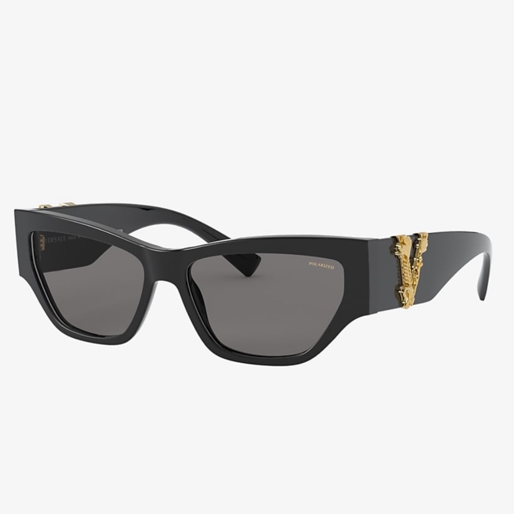 🌟 Versace irregular shaped sunglasses black V logo NIB